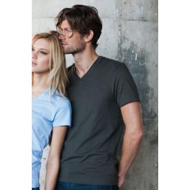   KARIBAN MEN'S SHORT SLEEVE (KA357) nyári rövid ujjú férfi póló V nyakú oldalvarrott testhez álló, 100% Pamut