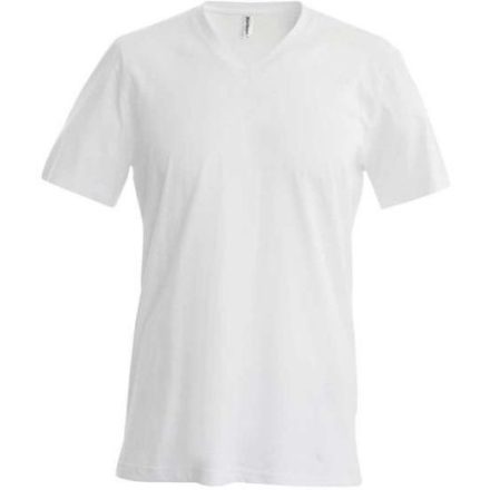 ka357wh-s, KARIBAN MEN'S SHORT SLEEVE (KA357) nyári rövid ujjú férfi póló V nyakú oldalvarrott