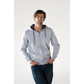   KARIBAN ZIP HOODED (KA444) hosszú ujjú uniszex pulóver poliészter/pamut oldalvarrott zsebes végig zipzáras kapucnis, Poliészter/Pamut