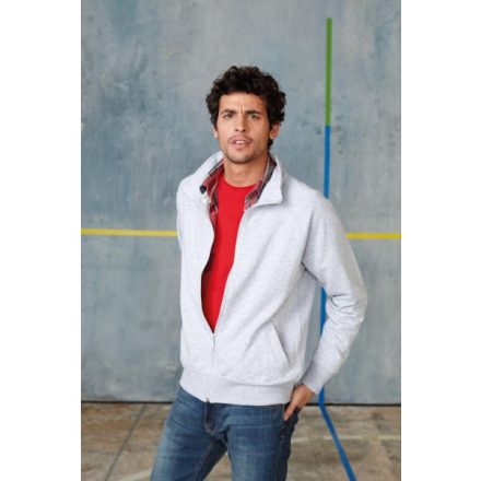 FULL ZIP FLEECE (KA450) hosszú ujjú uniszex pulóver poliészter/pamut oldalvarrott zsebes, Poliészter/Pamut