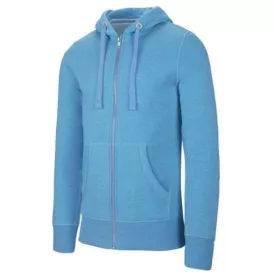   MELANGE FULL ZIP HOODED (KA460) férfi pulóver poliészter/pamut zsebes végig zipzáras kapucnis, Hanga trópusi kék/Tropical Blue Heather színben,  méret: XL, méret: XL, szín: Hanga trópusi kék/Tropical Blue Heather