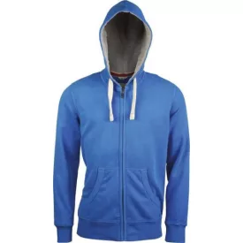   MEN'S ZIP HOODED SWEATSHIRT (KV2300) férfi pulóver poliészter/pamut zsebes végig zipzáras kapucnis, Mintás kék/Vintage Blue színben,  méret: XL, méret: XL, szín: Mintás kék/Vintage Blue