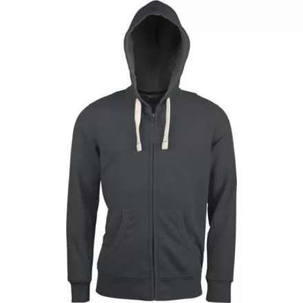 MEN'S ZIP HOODED SWEATSHIRT (KV2300) férfi pulóver poliészter/pamut zsebes végig zipzáras kapucnis,  mintás sötét szürke/Vintage Charcoal színben,  méret: XXL, méret: XXL, szín: mintás sötét szürke/Vintage Charcoal