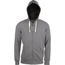   MEN'S ZIP HOODED SWEATSHIRT (KV2300) férfi pulóver poliészter/pamut zsebes végig zipzáras kapucnis, Poliészter/Pamut