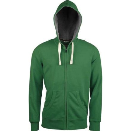 MEN'S ZIP HOODED SWEATSHIRT (KV2300) férfi pulóver poliészter/pamut zsebes végig zipzáras kapucnis, Mintás zöld/Vintage Green színben,  méret: M, méret: M, szín: Mintás zöld/Vintage Green