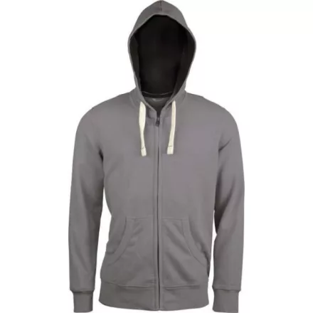 MEN'S ZIP HOODED SWEATSHIRT (KV2300) férfi pulóver poliészter/pamut zsebes végig zipzáras kapucnis, Mintás szürke/Vintage Grey színben,  méret: S, méret: S, szín: Mintás szürke/Vintage Grey