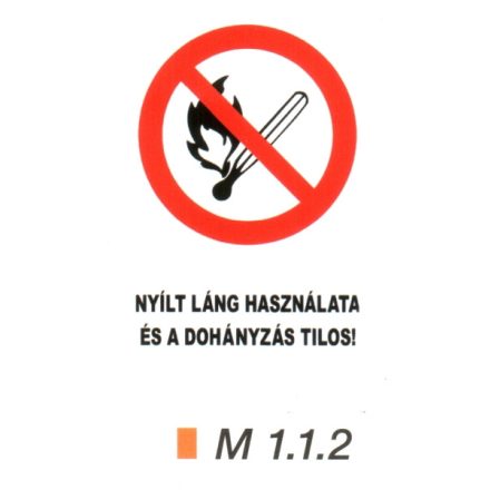 Nyílt láng használata és a dohányzás tilos! m 1.1.2