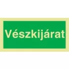 Vészkijárat, után világítós menekülési útvonalat jelző öntapadós tábla