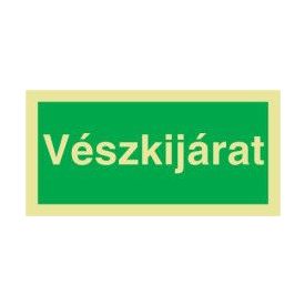   Vészkijárat, után világítós menekülési útvonalat jelző öntapadós tábla