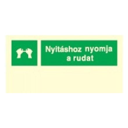 Üvegajtóhoz tábla, után világítós menekülési útvonalat jelző öntapadós tábla