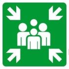 Gyülekezőhelyet jelölő után világítós menekülési útvonalat jelző öntapadós tábla