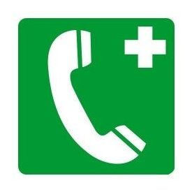   Vésztelefon, után világítós elsősegély helyet jelző öntapadós tábla