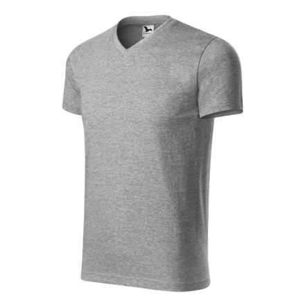 mlf_1111213 Heavy V-neck póló unisex sötétszürke melírozott S