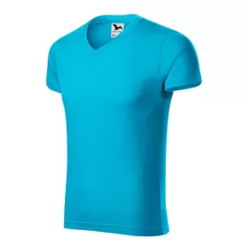 mlf_1464413 Slim Fit V-neck póló férfi türkiz S