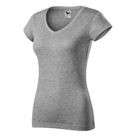 mlf_1621212 Fit V-neck póló női sötétszürke melírozott XS