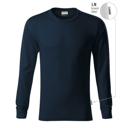 mlf_R05LN13 Resist LS póló unisex tengerészkék 02 (brand label) S