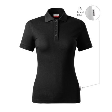mlf_R21LB16 Resist Heavy Polo galléros póló női fekete 01 (brand label) XL