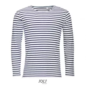   SOL'S MARINE (SO01402) nyári hosszú ujjú férfi póló 10% pamut fésült pamut környakas oldalvarrott testhez álló, 100% Pamut