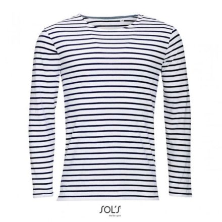 so01402wh-nv-xl, SOL'S MARINE (SO01402) nyári hosszú ujjú férfi póló 10% pamut fésült pamut