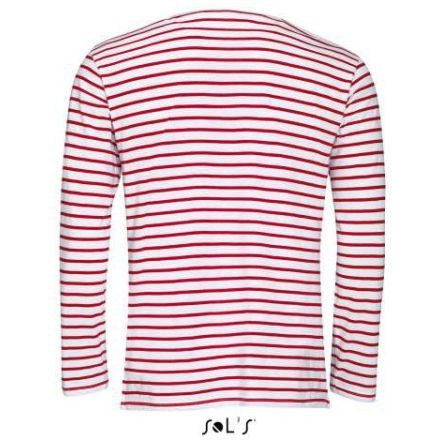 so01402wh-re-s, SOL'S MARINE (SO01402) nyári hosszú ujjú férfi póló 10% pamut fésült pamut
