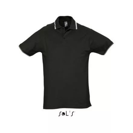 so11365bl-wh-s, SOL'S PRACTICE (SO11365) rövid ujjú férfi galléros póló, fésült pamut