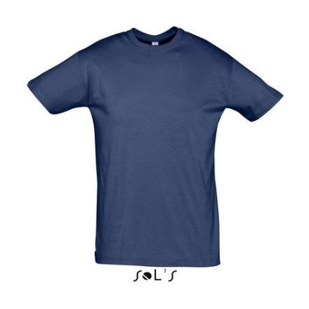 so11380de-s, SOL'S REGENT (SO11380) nyári rövid ujjú uniszex póló, környakas körkötött, Kék/Denim