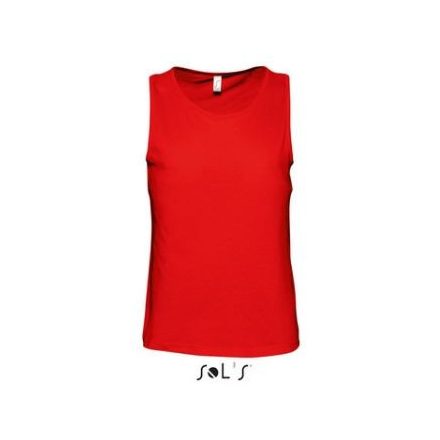 so11465re-s, SOL'S JUSTIN (SO11465) nyári ujjatlan férfi póló, környakas körkötött, Piros/Red