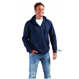   SOL'S SEVEN (SO47800) férfi pulóver poliészter/pamut oldalvarrott zsebes végig zipzáras kapucnis, Poliészter/Pamut