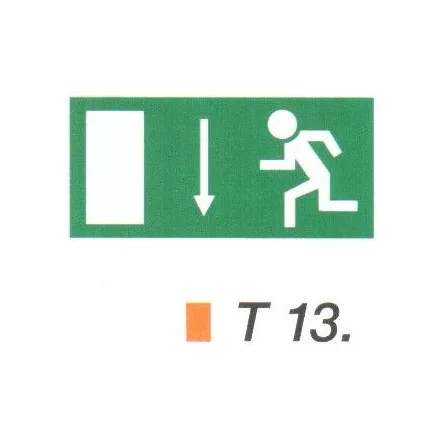 Menekülési út a lépcsőn lefelé, ajtó balra t 13