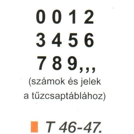 Tüzcsap számok ívben (4 cm) t 47