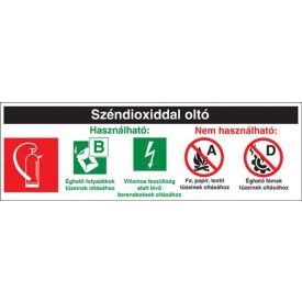   Széndioxiddal oltó tűzoltó készülék használati útmutató, után világítós tűzvédelmi öntapadós tábla