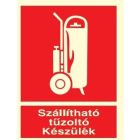 Szállítható tűzoltó készülék, után világítós tűzvédelmi öntapadós tábla