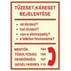 Tűz- és káreset bejelentése, után világítós tűzvédelmi öntapadós tábla
