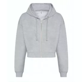  utt_awjh065hgr-l Just Hoods AWJH065 WOMEN'S FASHION CROPPED ZOODIE L