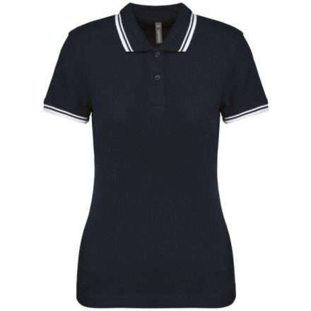 utt_ka273nv-wh-xs Kariban KA273 LADIE'S 2 STRIPED SHORT SLEEVED POLOSHIRT XS