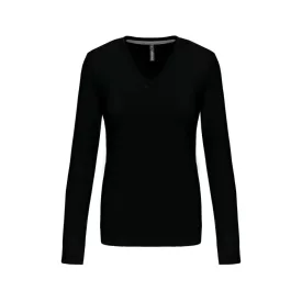   utt_ka382bl-2xl Kariban KA382 NŐI HOSSZÚ UJJÚ V-NYAKÚ PÓLÓ 2XL