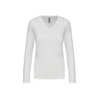 utt_ka382wh-2xl Kariban KA382 NŐI HOSSZÚ UJJÚ V-NYAKÚ PÓLÓ 2XL