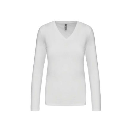 utt_ka382wh-2xl Kariban KA382 NŐI HOSSZÚ UJJÚ V-NYAKÚ PÓLÓ 2XL