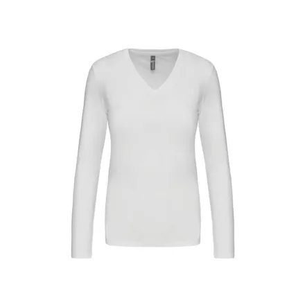 utt_ka382wh-2xl Kariban KA382 NŐI HOSSZÚ UJJÚ V-NYAKÚ PÓLÓ 2XL