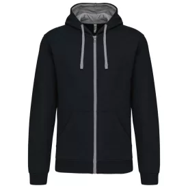   utt_ka466bl-fg-s Kariban KA466 MEN'S CONTRAST HOODED FULL ZIP SWEATSHIRT S