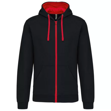utt_ka466bl-re-m Kariban KA466 MEN'S CONTRAST HOODED FULL ZIP SWEATSHIRT M