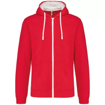 utt_ka466re-wh-s Kariban KA466 MEN'S CONTRAST HOODED FULL ZIP SWEATSHIRT S