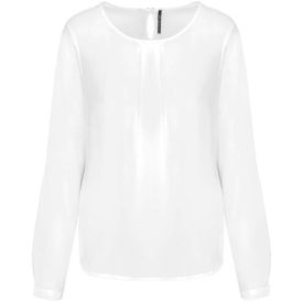   utt_ka5003owh-34 Kariban KA5003 LADIES' LONG-SLEEVED CREPE BLOUSE 34
