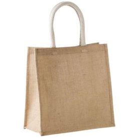 utt_ki0274na-u Kimood KI0274 JUTE CANVAS TOTE - LARGE U