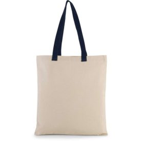   utt_ki0277na-nv-u Kimood KI0277 FLAT CANVAS SHOPPER WITH CONTRAST HANDLE U