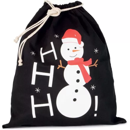 utt_ki0745bl-u Kimood KI0745 COTTON BAG WITH SNOWMAN DESIGN AND DRAWCORD CLOSURE U