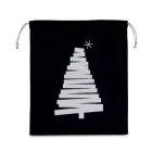 utt_ki0746bl-u  Kimood KI0746 COTTON BAG WITH CHRISTMAS TREE DESIGN AND DRAWCORD CLOSURE U