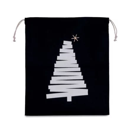 utt_ki0746bl-u  Kimood KI0746 COTTON BAG WITH CHRISTMAS TREE DESIGN AND DRAWCORD CLOSURE U