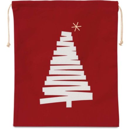 utt_ki0746cy-u Kimood KI0746 COTTON BAG WITH CHRISTMAS TREE DESIGN AND DRAWCORD CLOSURE U