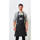 utt_pr136bld-u Premier PR136 'DIVISION' WAXED LOOK DENIM BIB APRON WITH FAUX LEATHER U